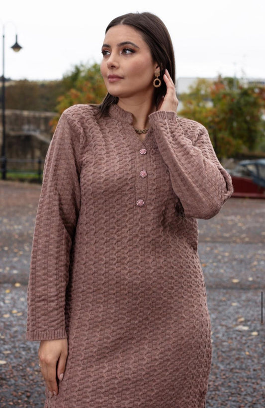 SIMRANS Knitwear Co-ords Set – Pink & Brown