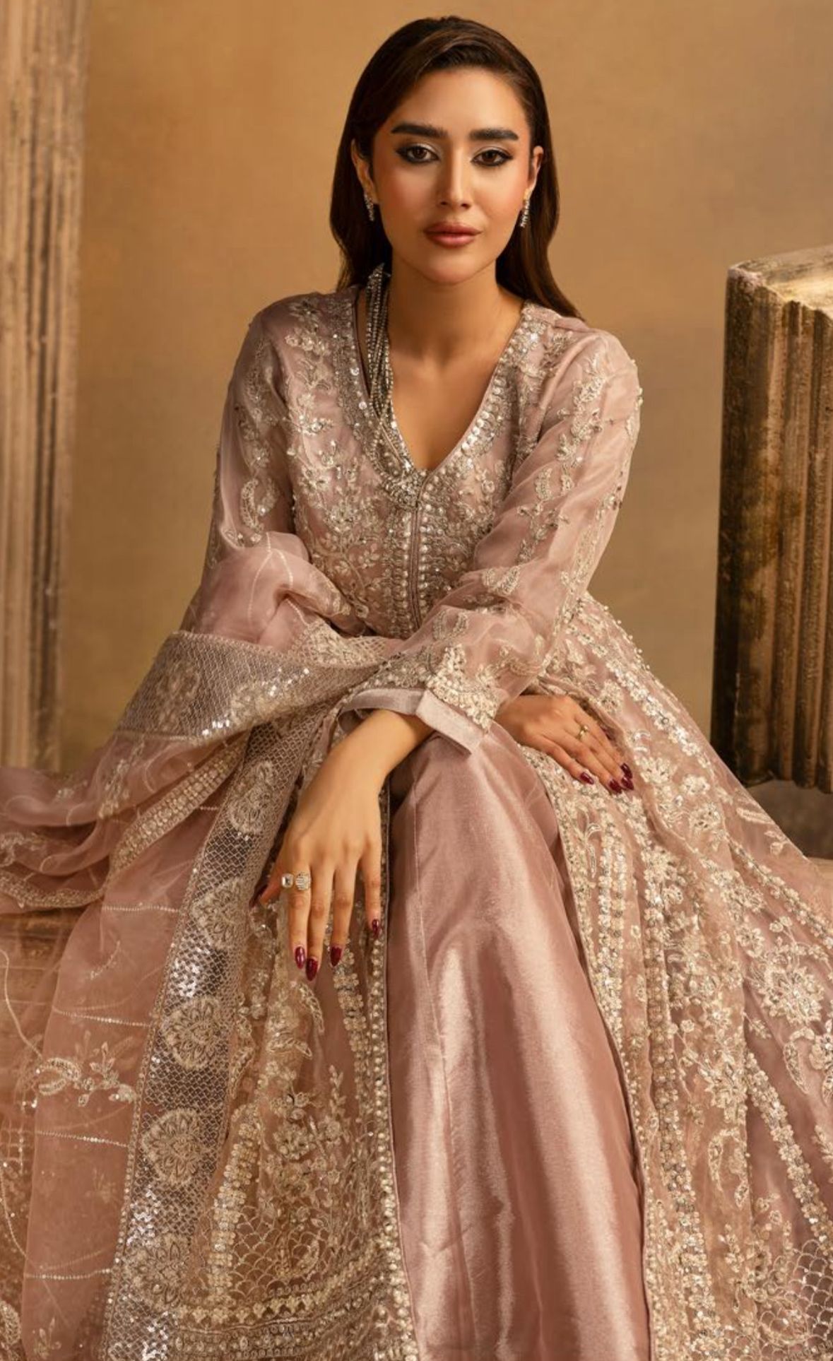 HERITAGE ….Luxury Embroidered soft organza Maxi dress