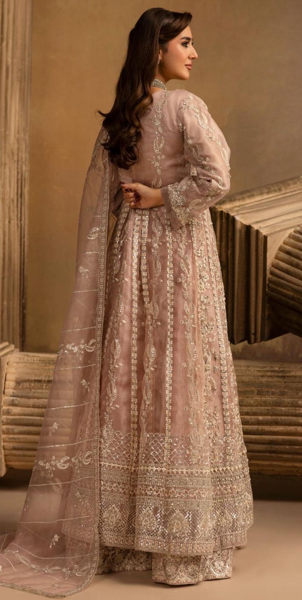 HERITAGE ….Luxury Embroidered soft organza Maxi dress