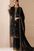 Black Sequin Embroidered Chiffon Suit| Pakistani Designer Wedding Wear
