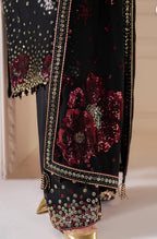 Black Sequin Embroidered Chiffon Suit| Pakistani Designer Wedding Wear