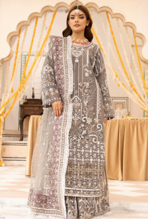 Imrozia By Simran's - بھاری کڑھائی والے 3 ٹکڑوں کا ویڈنگ کلیکشن | نیٹ فیبرک | سائز S–XL