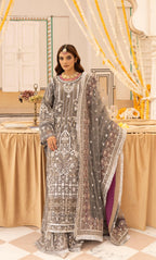 Imrozia By Simran's - بھاری کڑھائی والے 3 ٹکڑوں کا ویڈنگ کلیکشن | نیٹ فیبرک | سائز S–XL