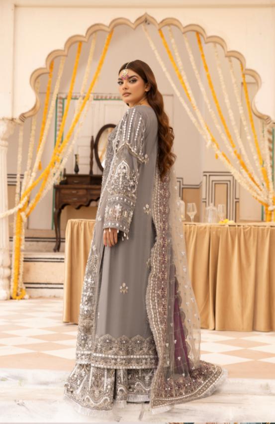 Imrozia By Simran's - بھاری کڑھائی والے 3 ٹکڑوں کا ویڈنگ کلیکشن | نیٹ فیبرک | سائز S–XL
