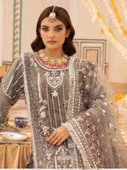 Imrozia By Simran's - بھاری کڑھائی والے 3 ٹکڑوں کا ویڈنگ کلیکشن | نیٹ فیبرک | سائز S–XL