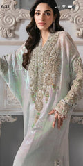 Maria B ( inspired) ..Luxury embroidered chiffon kaftaan suit..