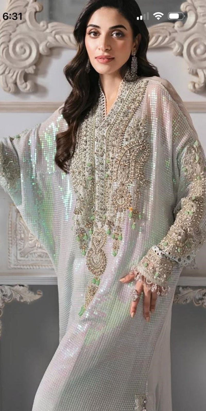 Maria B ( inspired) ..Luxury embroidered chiffon kaftaan suit..