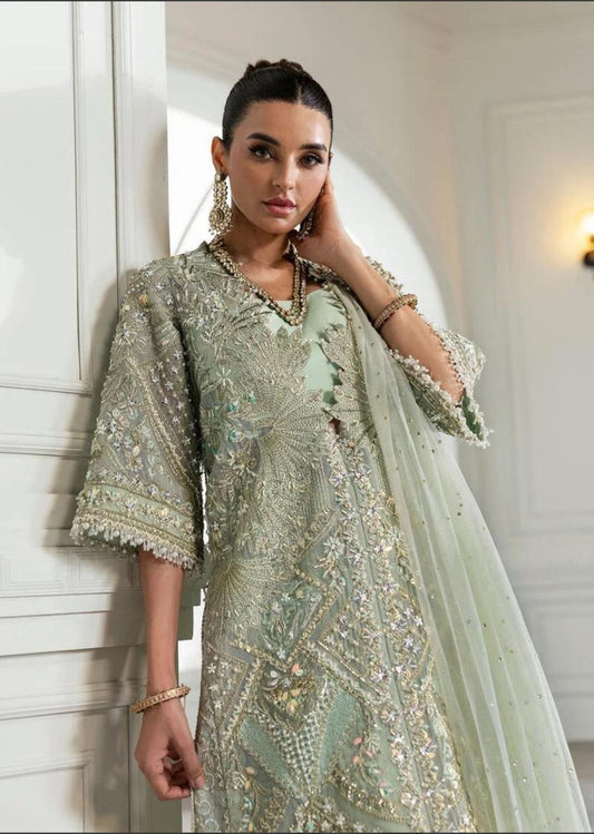 Crimson (inspired) wedding collection …beautiful heavy embroidered organza shirt with silk sharara and net embroidered duppatta…