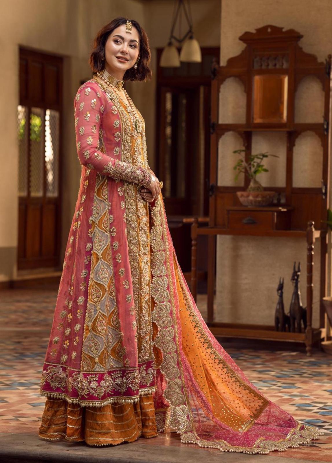 Crimson ( inspired) 3pcs heavy embroidered wedding collection comes with sharara ..Size S to XL