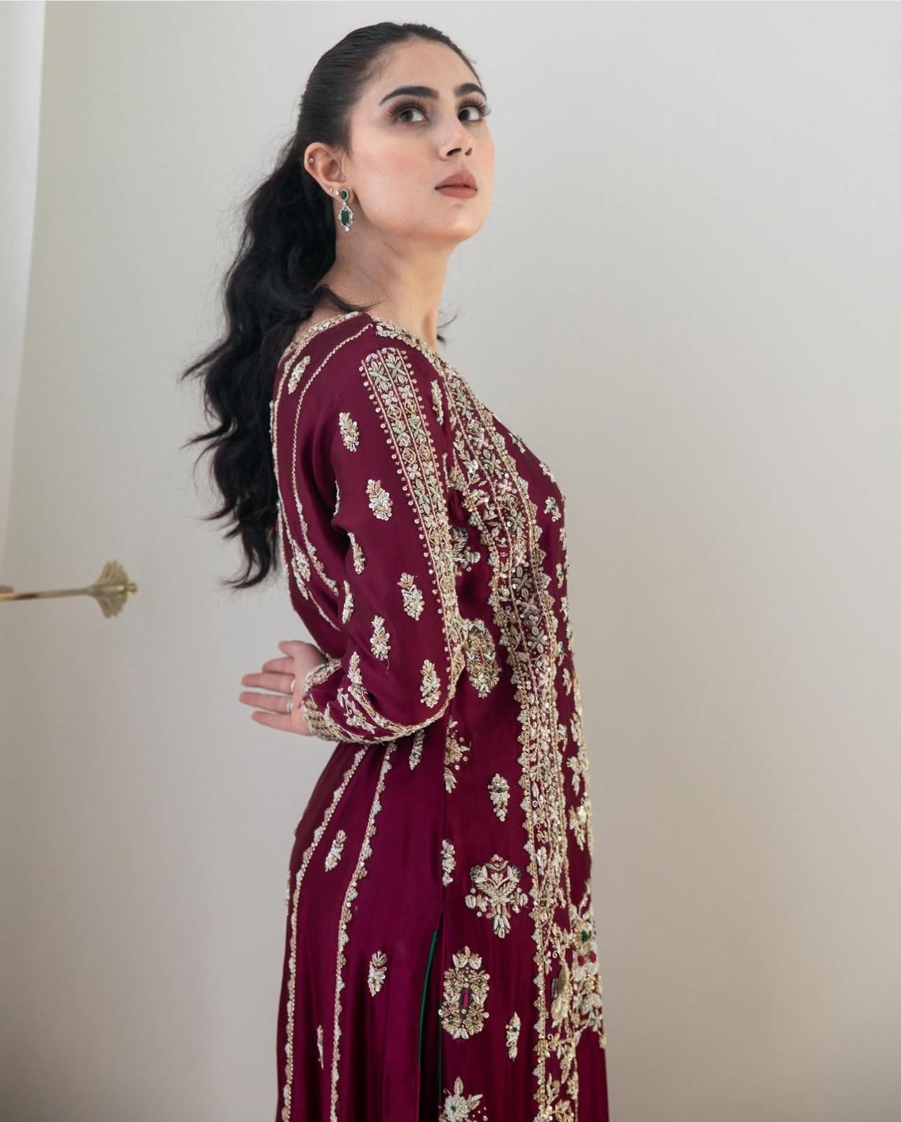 Waqar Asghar( inspired) 3pcs Heavy Embroidered Wedding Collection…Silk fabric shirt/ trouser….embroidered soft organza dupatta Size S-XL