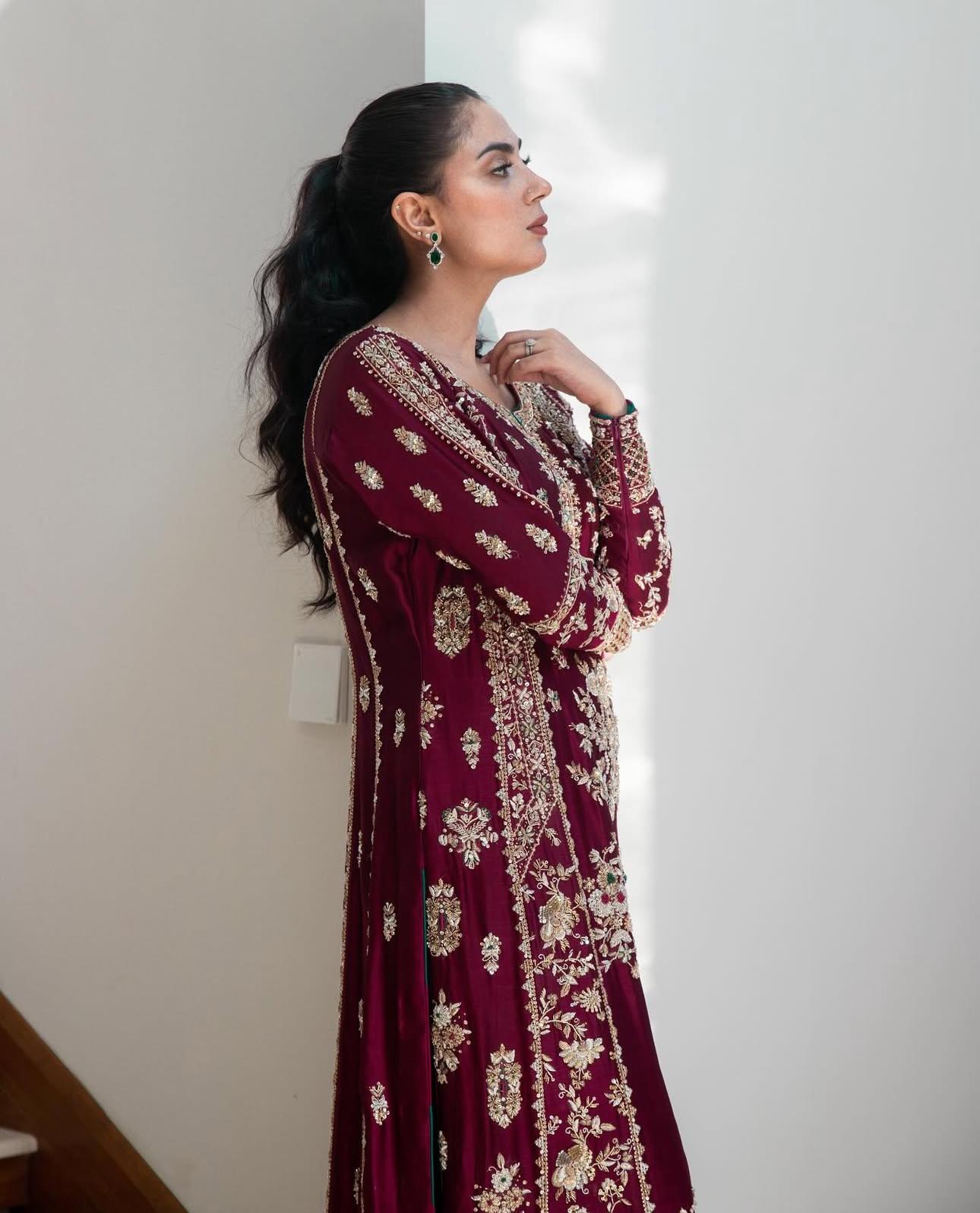 Waqar Asghar( inspired) 3pcs Heavy Embroidered Wedding Collection…Silk fabric shirt/ trouser….embroidered soft organza dupatta Size S-XL