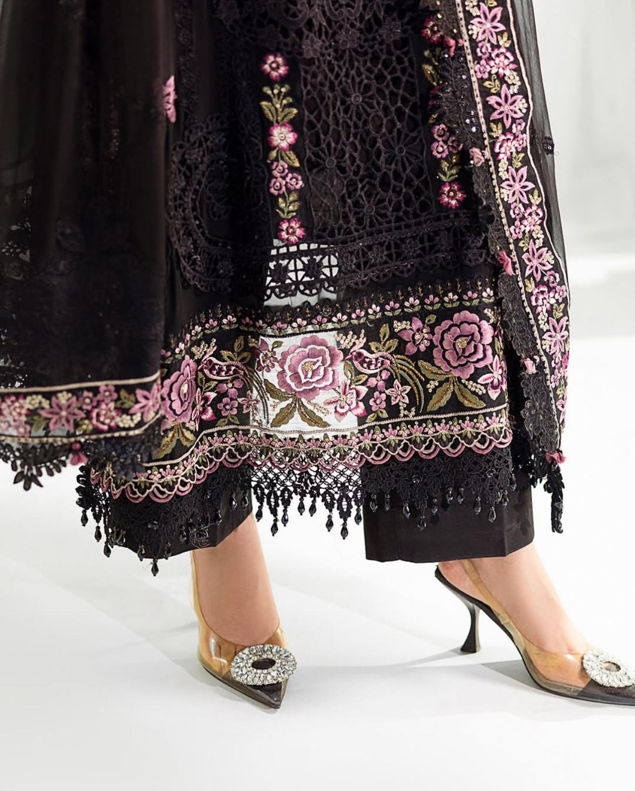 Maria B Inspired 3 pcs Luxury Embroided Suit Size S-XL ( Please return in 24 Hours)