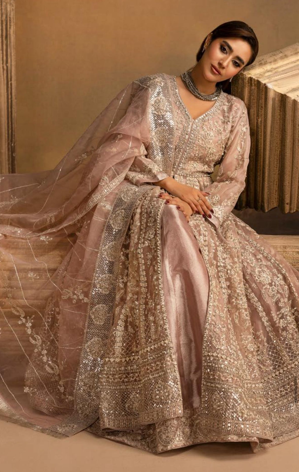 HERITAGE ….Luxury Embroidered soft organza Maxi dress