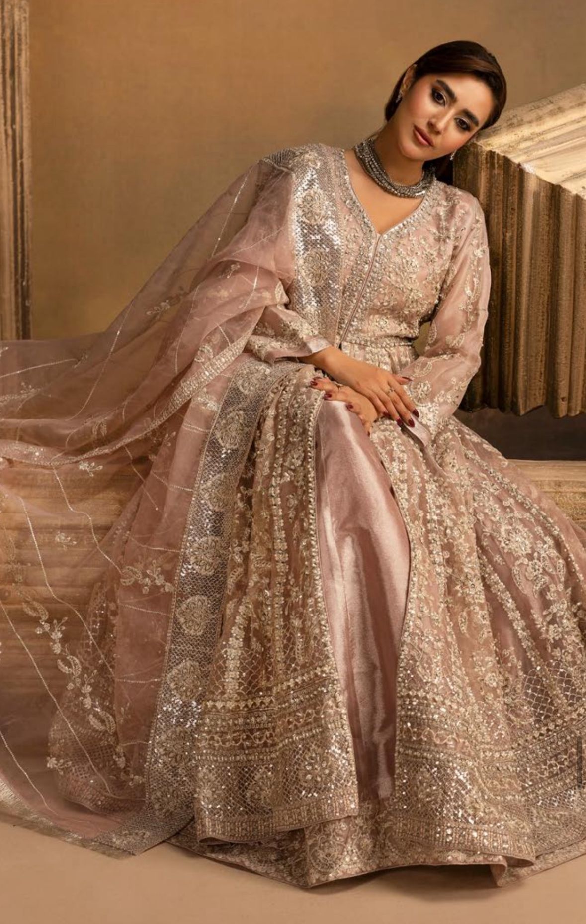 HERITAGE ….Luxury Embroidered soft organza Maxi dress
