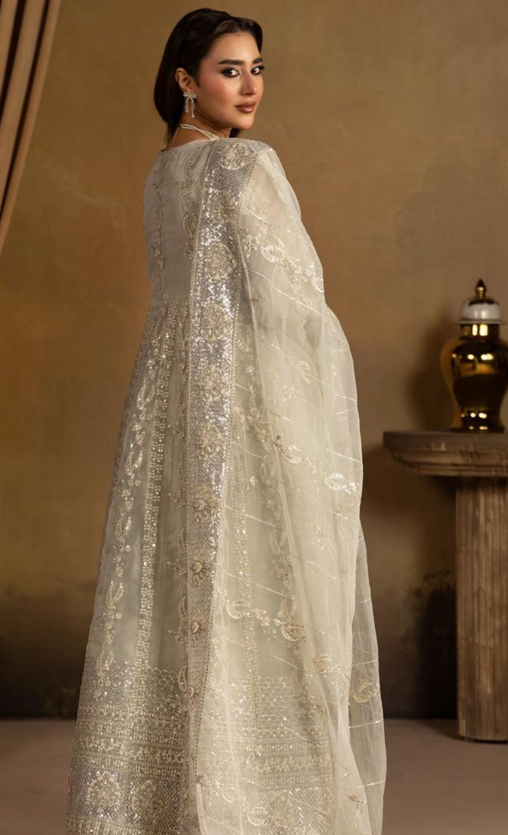 HERITAGE ….Luxury Embroidered soft organza Maxi dress