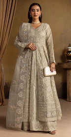 HERITAGE ….Luxury Embroidered soft organza Maxi dress
