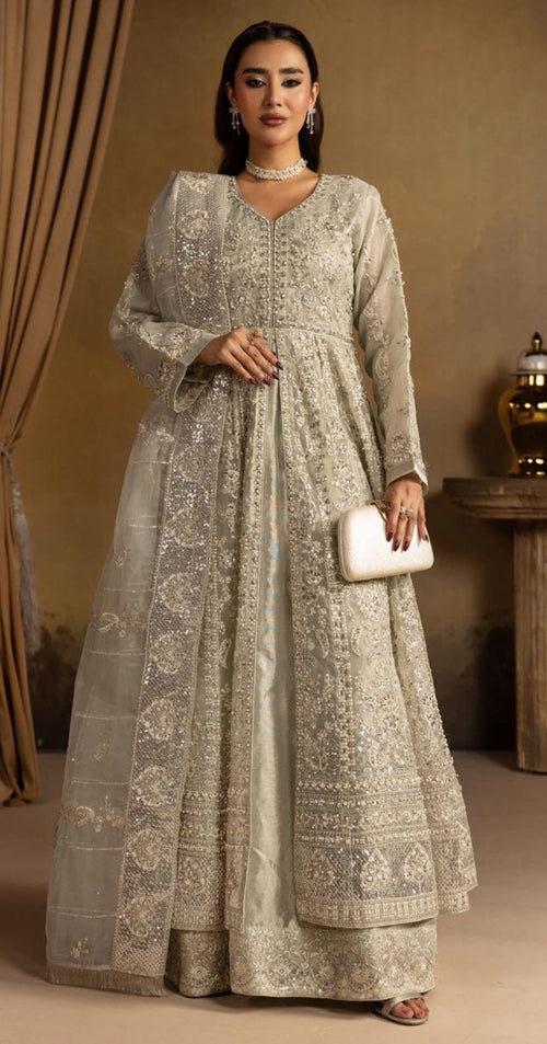 HERITAGE ….Luxury Embroidered soft organza Maxi dress