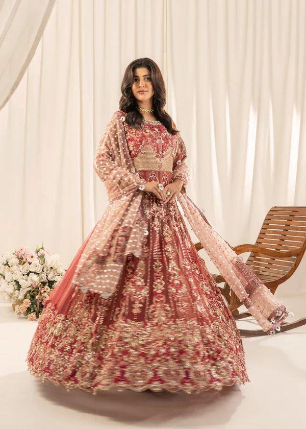 Heavy Embroided Net Fabric 3 Pcs Wedding Collection Maxi