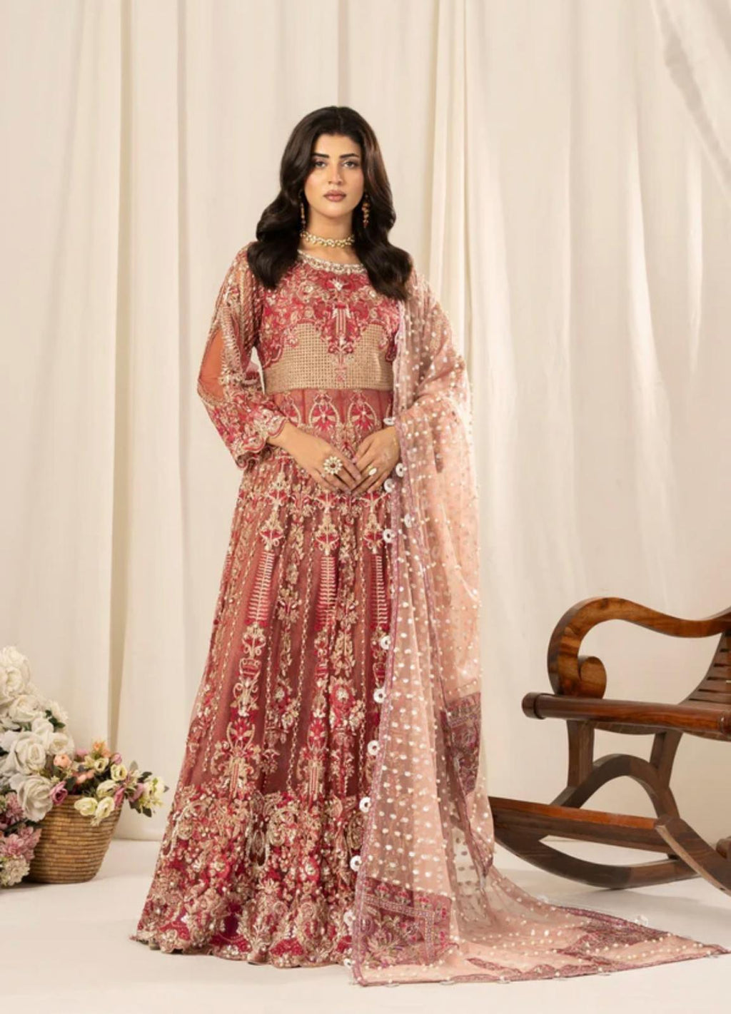 ZARKASH…..Luxury Embroidered Net Maxi Dress