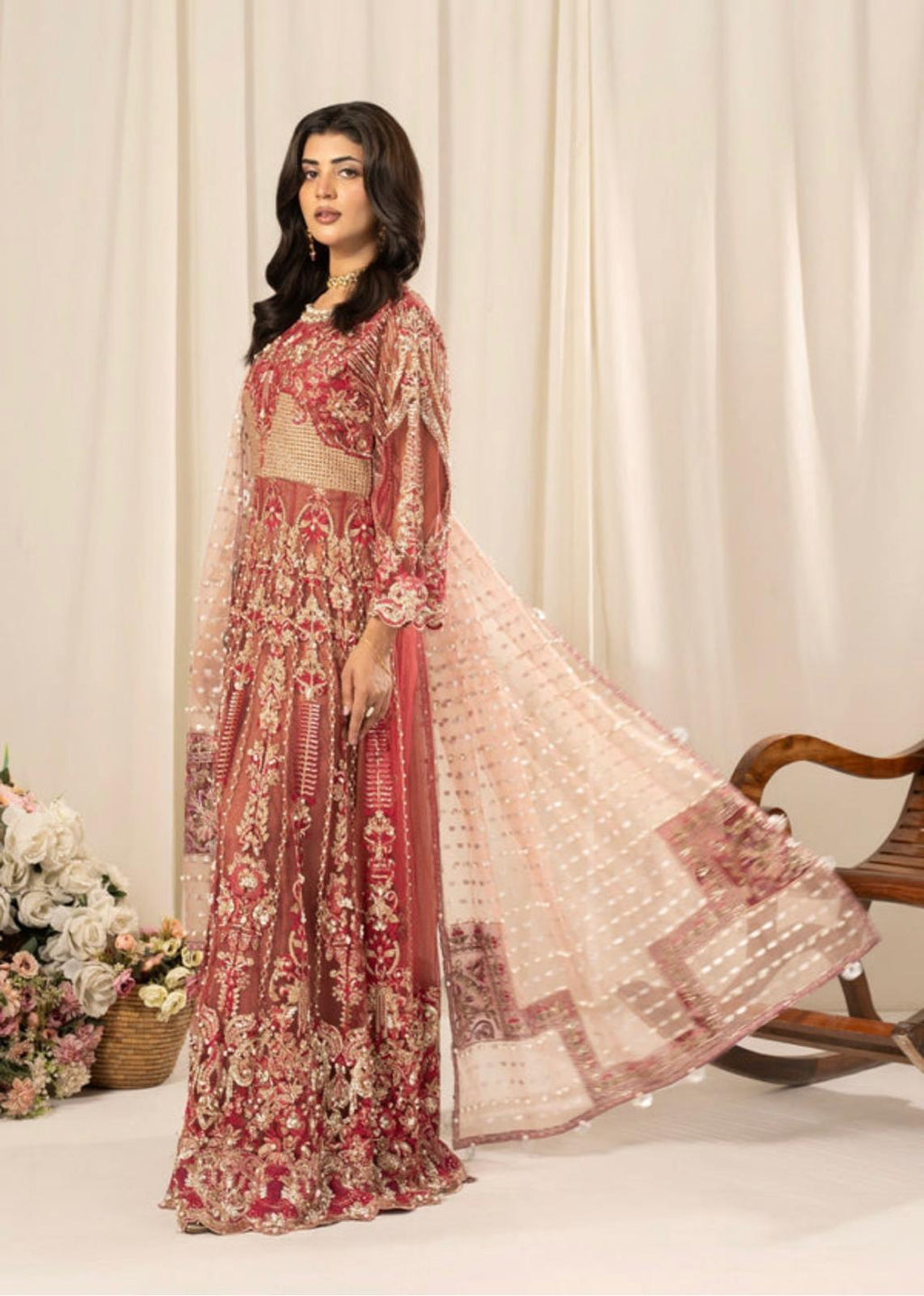 ZARKASH…..Luxury Embroidered Net Maxi Dress