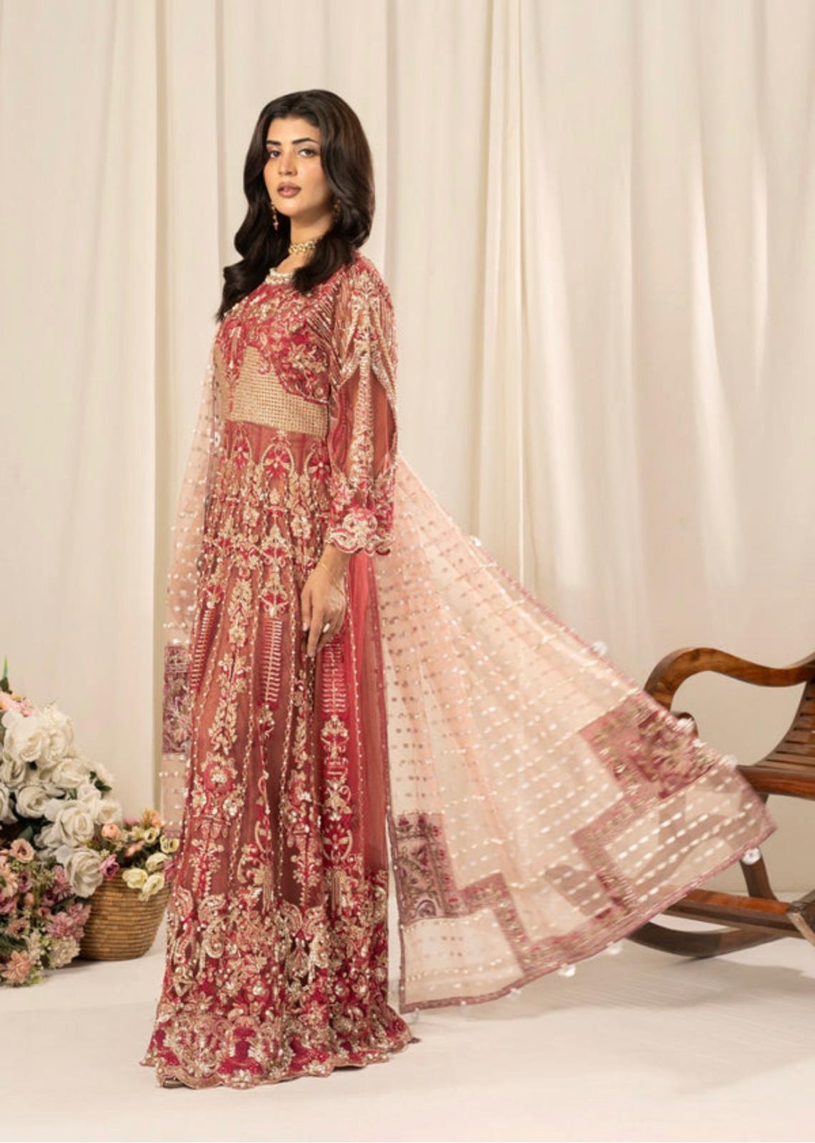 ZARKASH…..Luxury Embroidered Net Maxi Dress