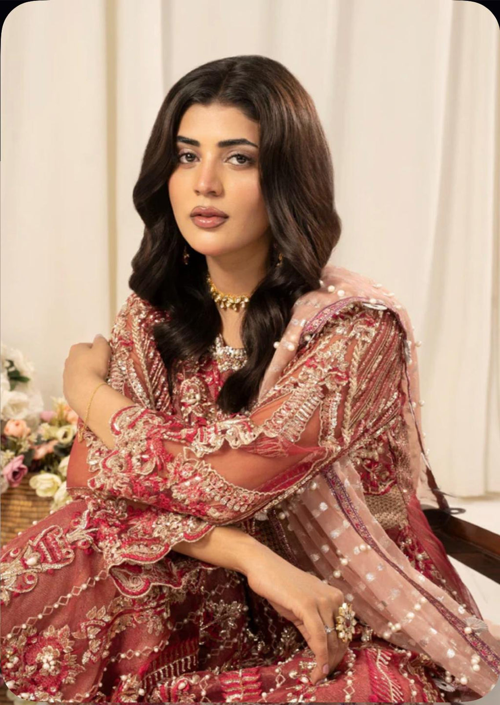 ZARKASH…..Luxury Embroidered Net Maxi Dress