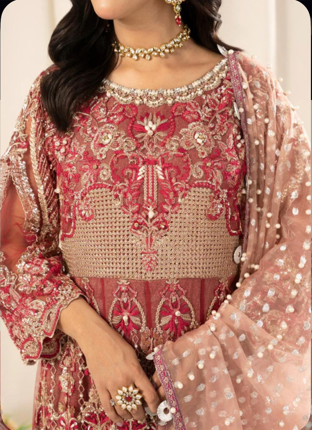 ZARKASH…..Luxury Embroidered Net Maxi Dress