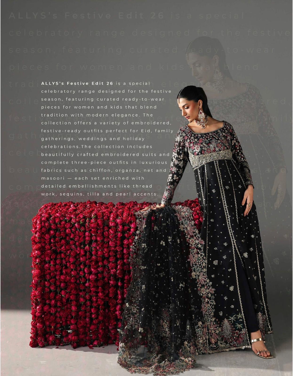 FIZZA….Luxury Embroidered Net maxi