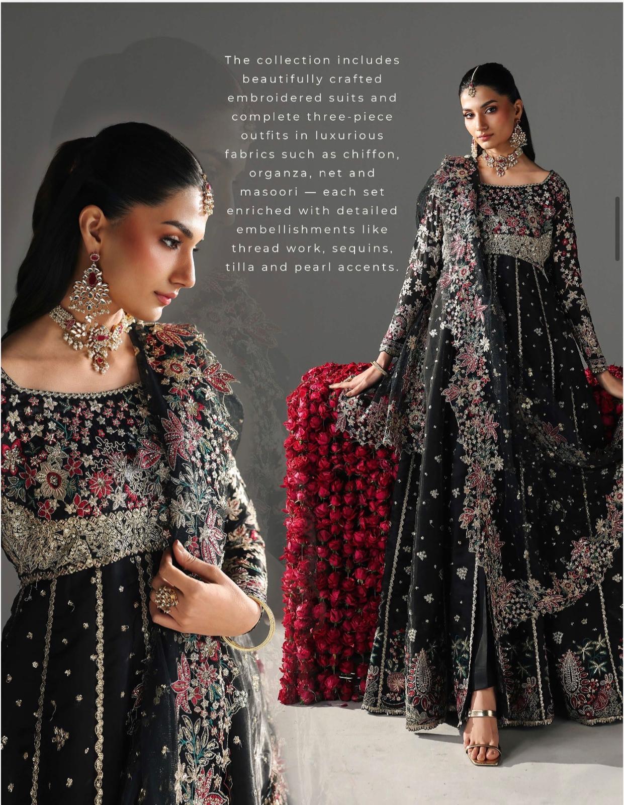 FIZZA….Luxury Embroidered Net maxi