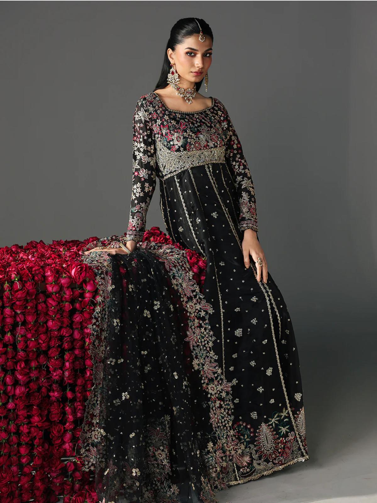 FIZZA….Luxury Embroidered Net maxi