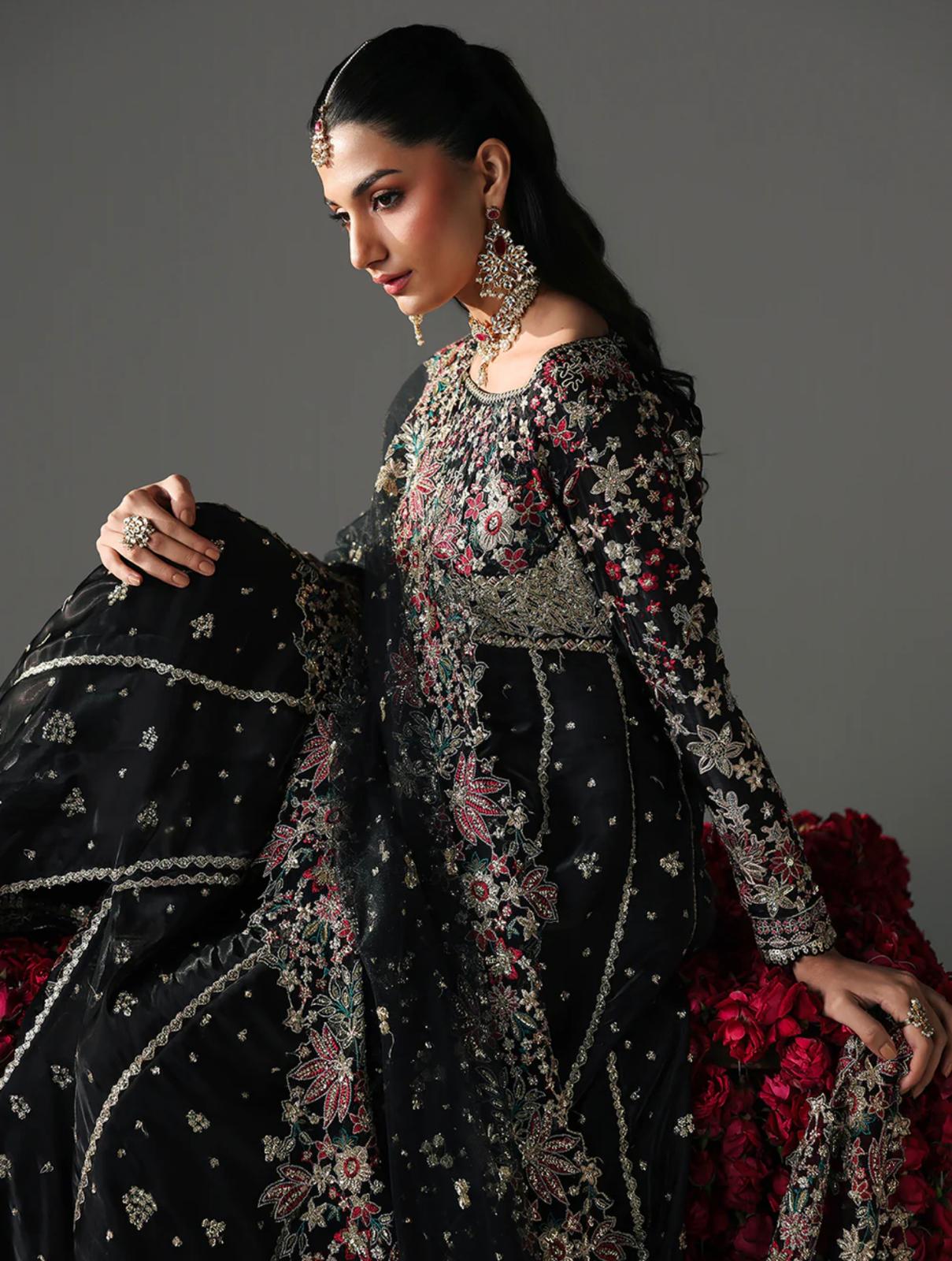 FIZZA….Luxury Embroidered Net maxi