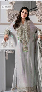 Maria B ( inspired) ..Luxury embroidered chiffon kaftaan suit..