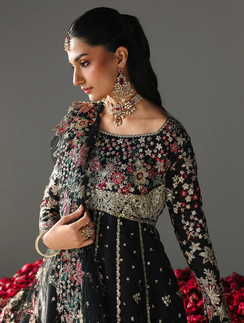 FIZZA….Luxury Embroidered Net maxi