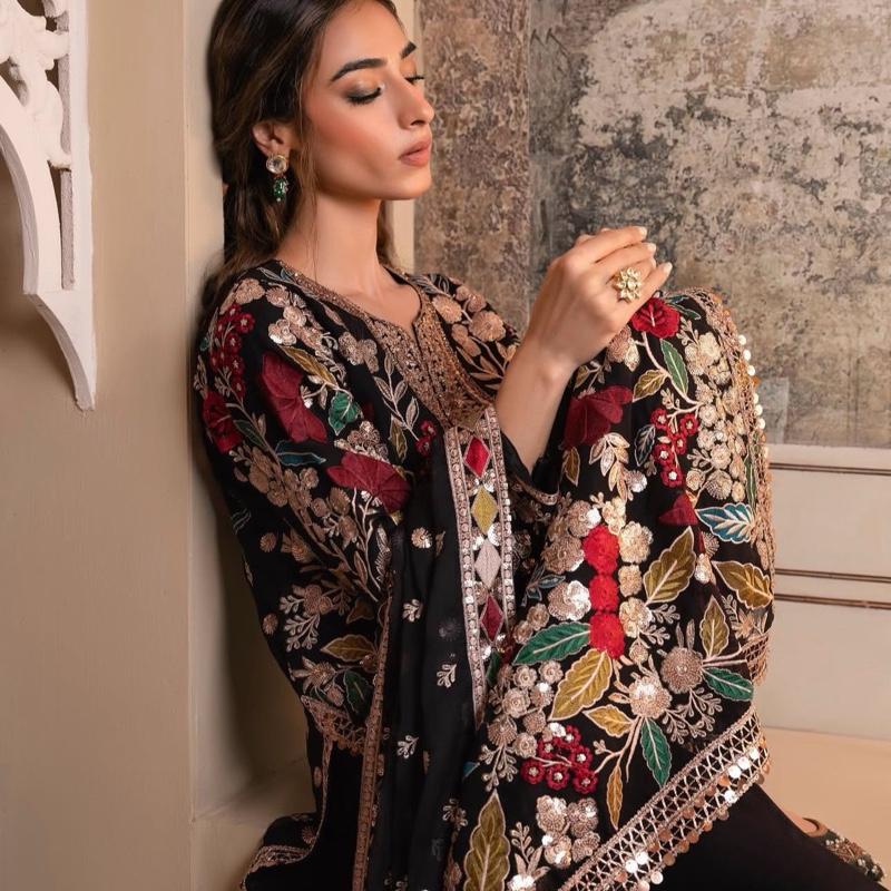 MAHNAAZ…Luxury Embroidered chiffon suit