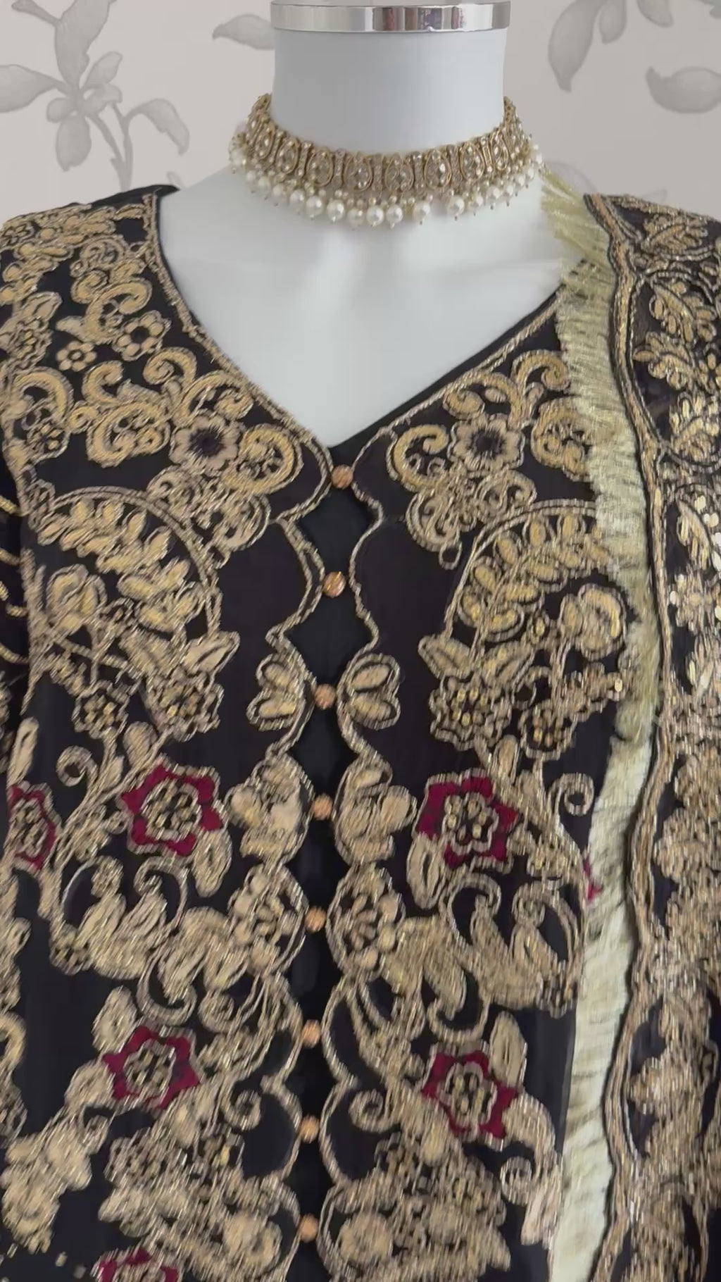 ALANI Black Embroidered Gharara Suit – Luxury 4 Piece Pakistani Wedding Wear