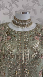 PEARLS Mint Green Luxe Hand-Embellished Pakistani 3 piece Suit