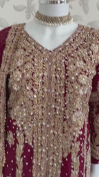 AFREEN Heavy Embroidered 3-piece Chiffon Suit | Pakistani Wedding Dress