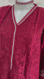 Ruby Royale Luxury Embroidered Suit – 3 Piece Collection