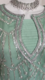 CUT DANA Luxury Silver Embellished Suit with Net Duppatta-3 Piece suit