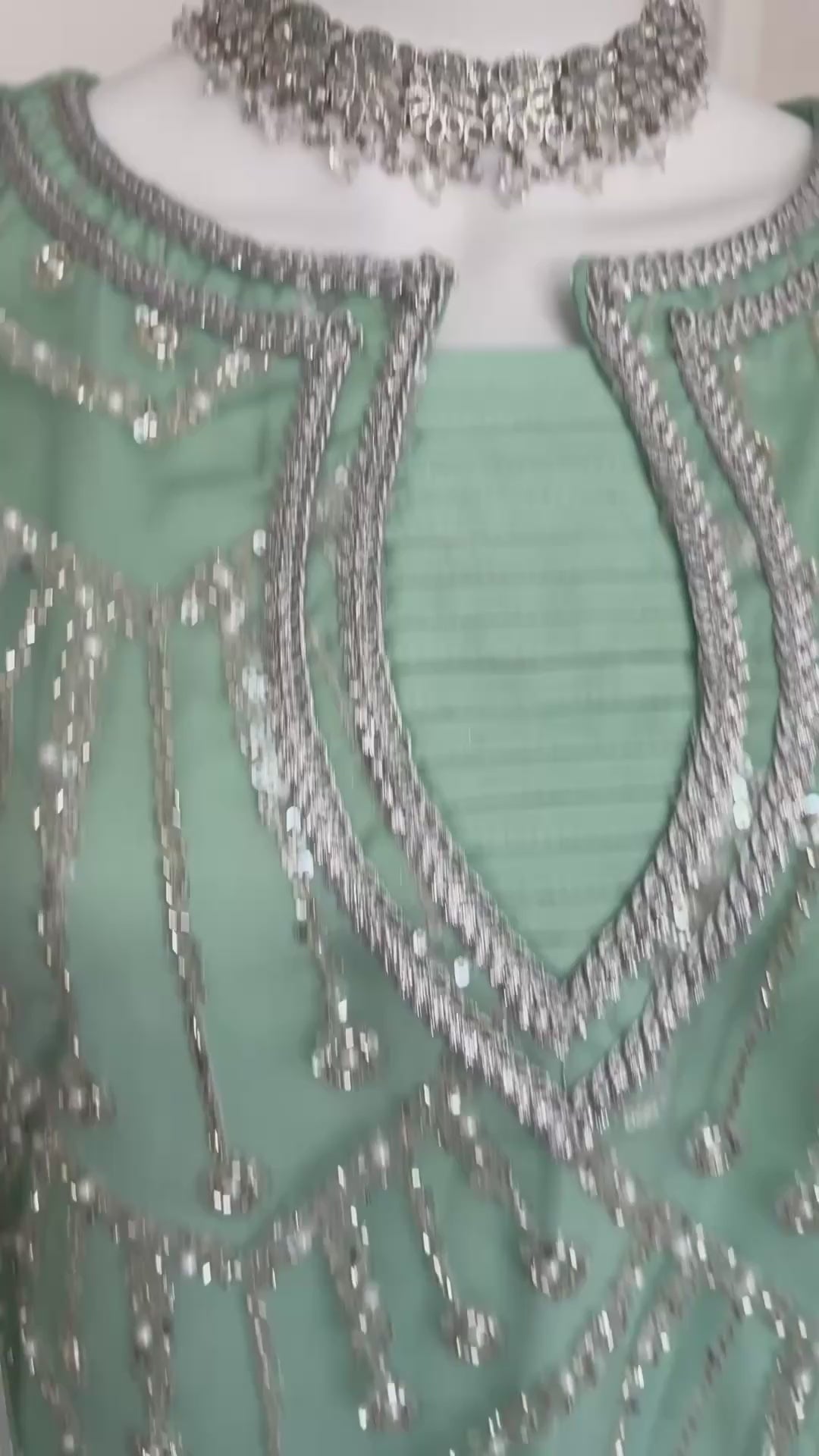 CUT DANA Luxury Silver Embellished Suit with Net Duppatta-3 Piece suit