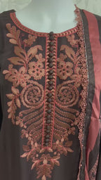 M Prints 4A inspired Embroidered 3-Piece Suit | Pakistani Designer Dress