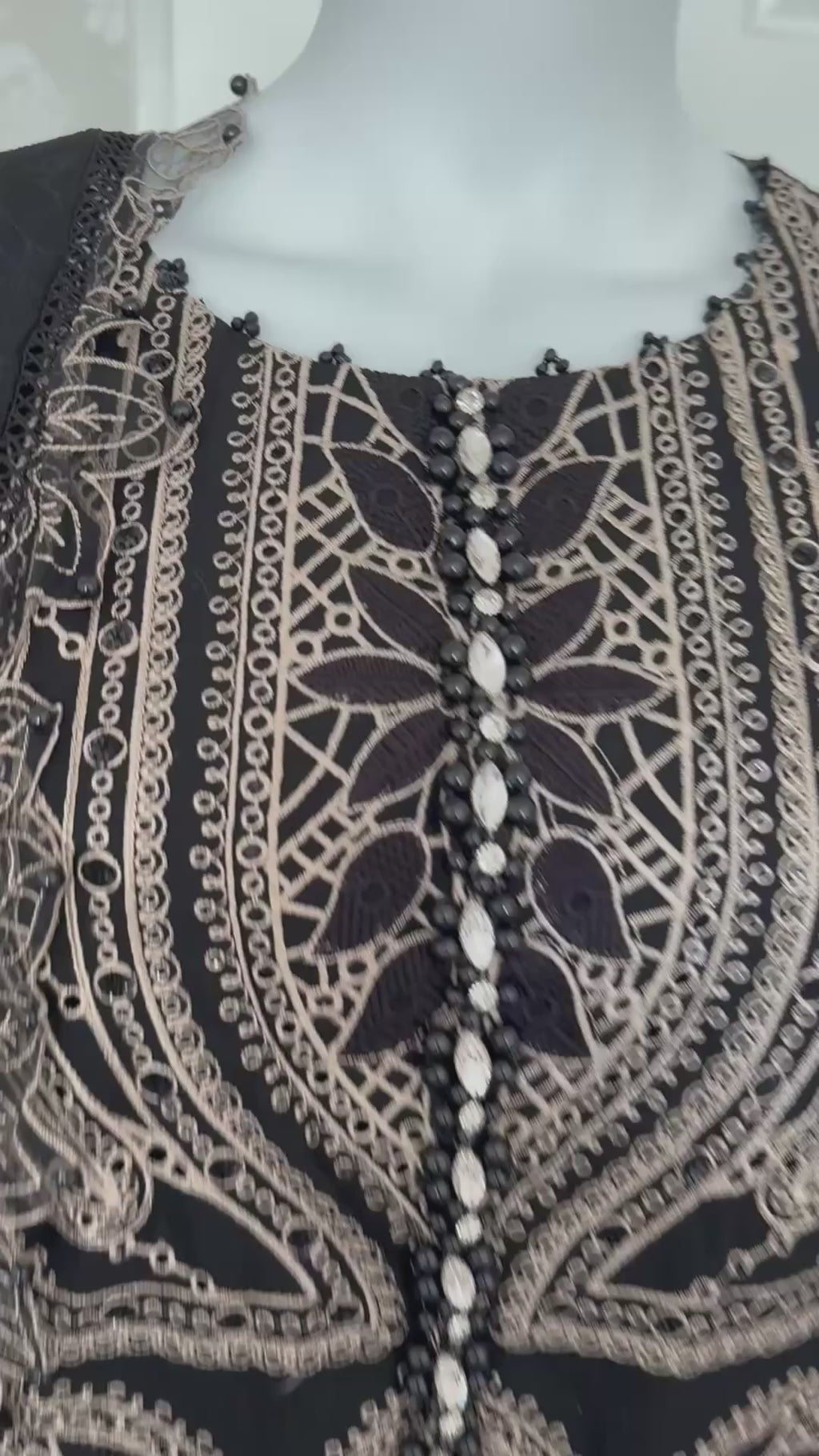Midnight Elegance Luxury Embroidered Suit – 3 Piece Collection