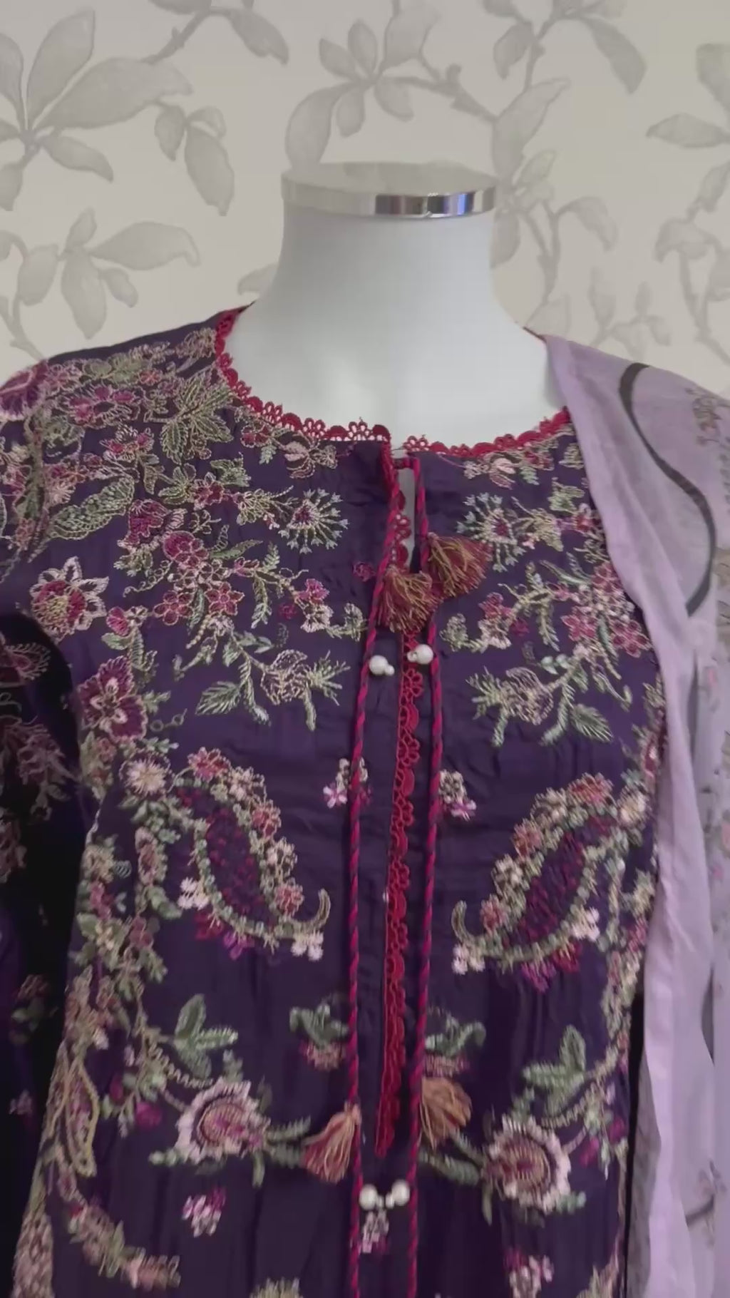 HUSN-E-EID Plum Purple Embroidered Luxury-3 Piece Suit