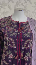 HUSN-E-EID Plum Purple Embroidered Luxury-3 Piece Suit