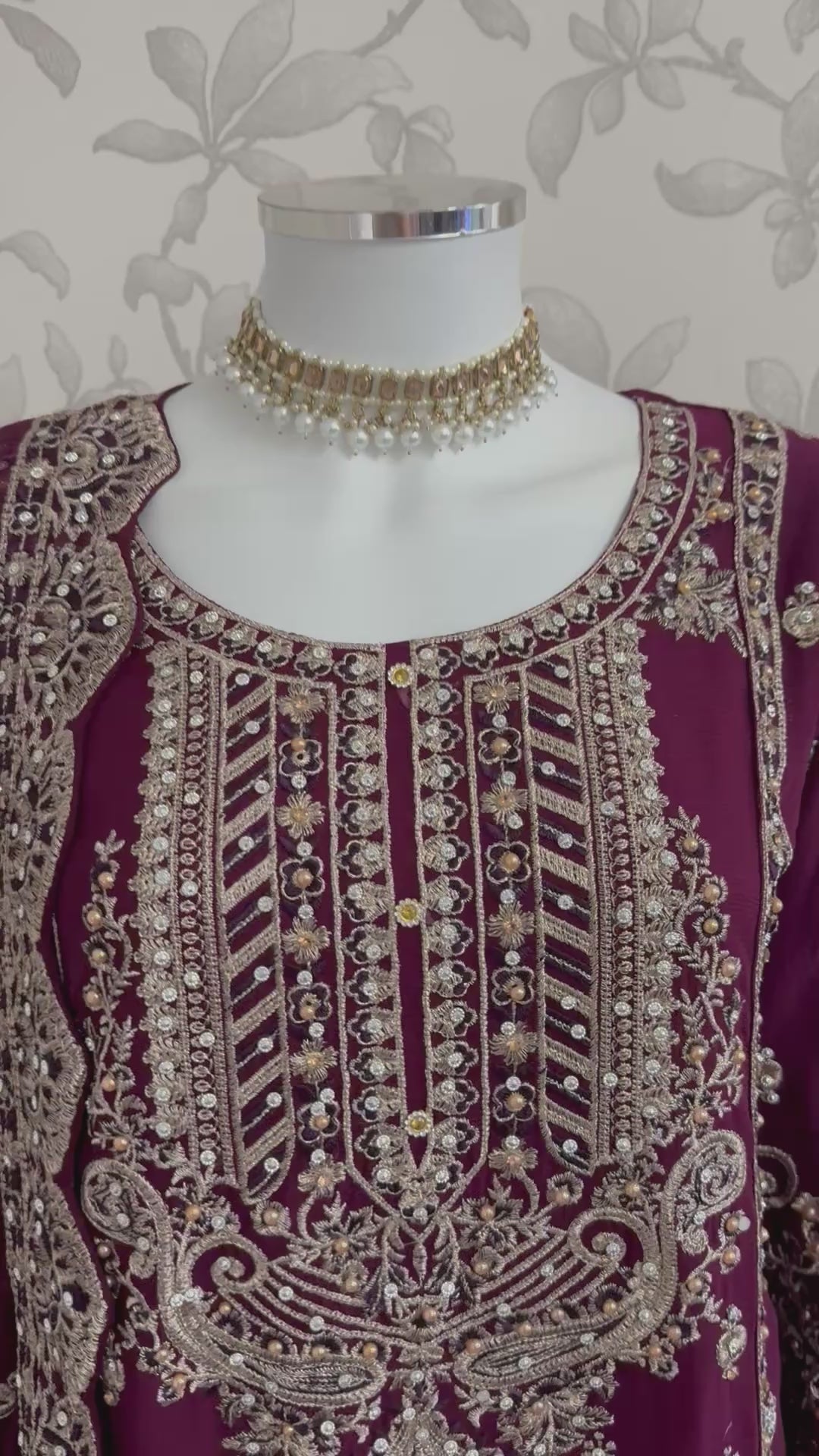 SAFFA Luxury Embroidered Chiffon Suit – 3 Piece Collection