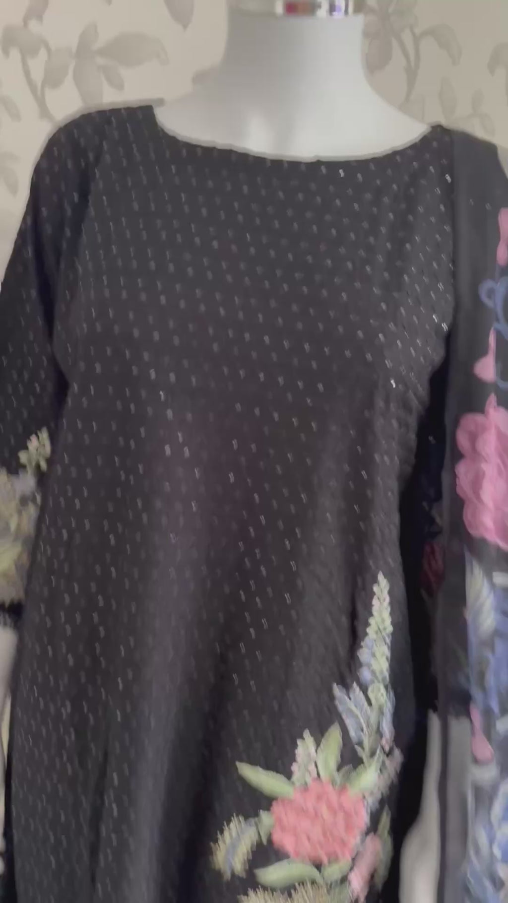 M Prints inspired Embroidered 3-Piece Suit | Pakistani Designer Dress