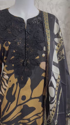 M Prints inspired Embroidered 3-Piece Suit | Pakistani Designer Dress