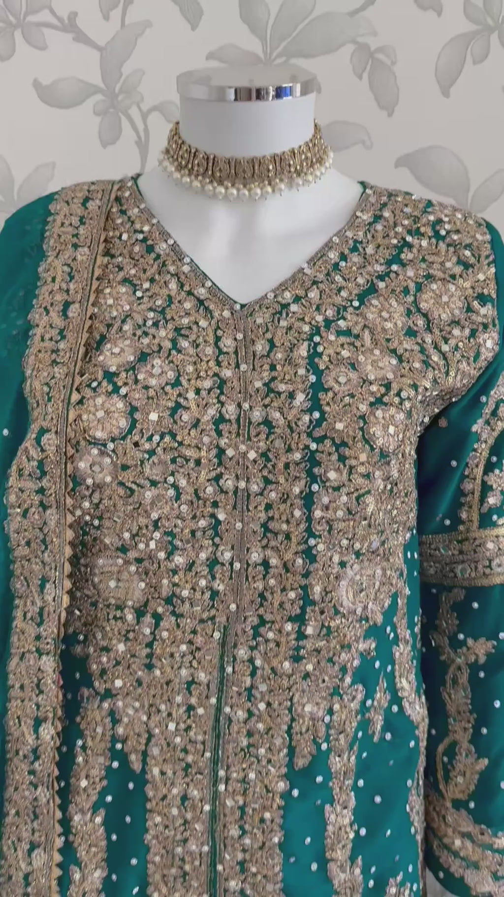 AFREEN Heavy Embroidered 3-piece Chiffon Suit | Pakistani Wedding Dress
