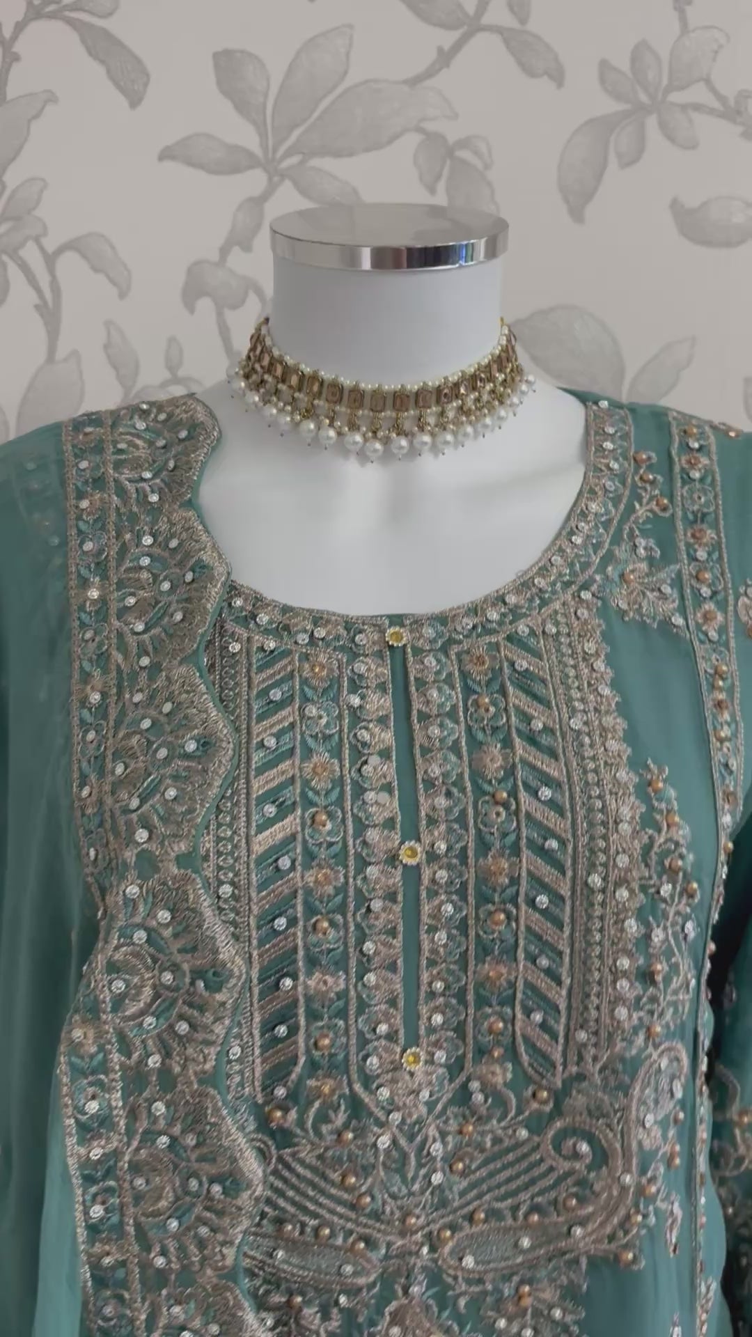 SAFFA Luxury Embroidered Chiffon Suit – 3 Piece Collection