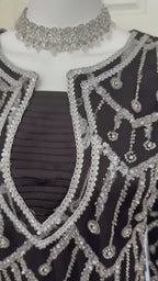 CUT DANA Luxury Silver Embellished Suit with Net Duppatta-3 Piece suit